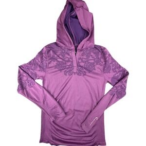 Climawear Womens Purple Floral Damask Performance Hoodie Long Sleeve XL
